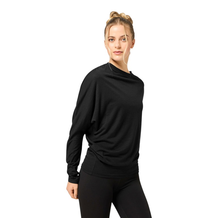 super natural Yoga-Langarmshirt Loose (hoher Tragekomfort) schwarz Damen