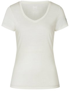 super natural Funktionsunterwäsche Kurzarmshirt V-Neck Sierra 140 Tee (Merino-Mix) weiss Damen