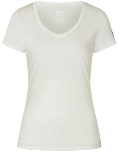 super natural Functional Underwear Short Sleeve V-Neck Sierra 140 Tee (Merino Mix) white Ladies