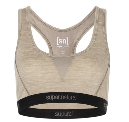 super natural bielizna funkcyjna sportowa biustonosz Tundra 220 Semplice (przyjemny komfort noszenia) vintage beżowy/khaki damski