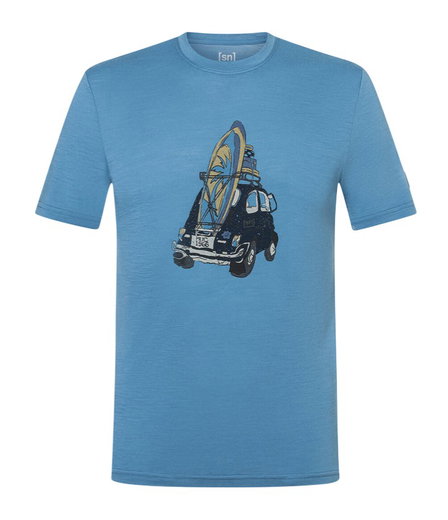 super natural Freizeit-Tshirt Carsurf Tee (Merino-Mix) blau Herren