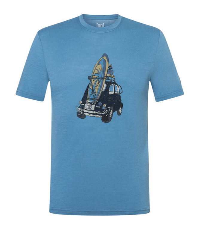 super natural Freizeit-Tshirt Carsurf Tee (Merino-Mix) blau Herren