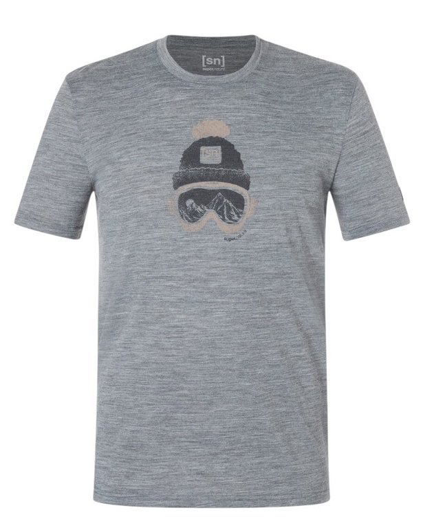 super natural Freizeit-Tshirt Gogeanie Tee (Merino-Mix) grau melange Herren