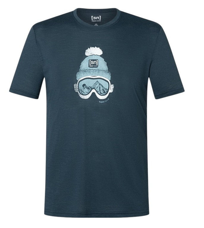 super natural Freizeit-Tshirt Gogeanie Tee (Merino-Mix) dunkelblau Herren
