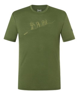super natural Wander-/Freizeit Tshirt Graphic Hiking - Merinowollmix - olivegrün Herren