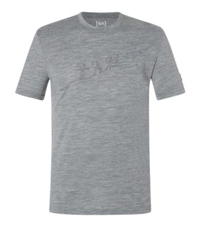super natural walking/leisure t-shirt graphic hiking - merino wool blend - grey mélange men's