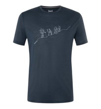 super natural Wander-/Freizeit Tshirt Graphic Hiking - Merinowollmix - blueberry navyblau Herren