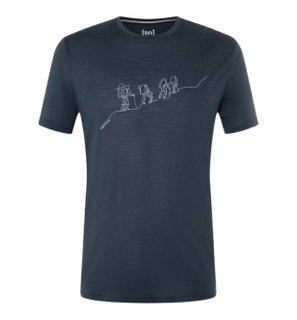 super natural Hiking/Leisure T-shirt Graphic - Merino Wool Blend - Blueberry Navy Blue Men's