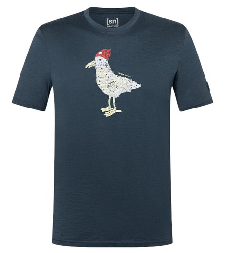 super natural T-shirt Freizeit Johnny (Merino-Mix) ciemnoniebieski męski