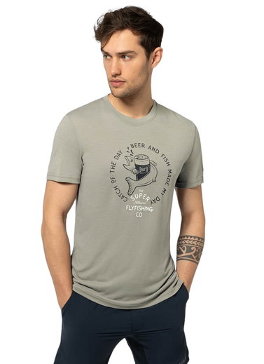 super natural Freizeit-Tshirt Juhos Finest Tee - sagegrün/schwarz Herren