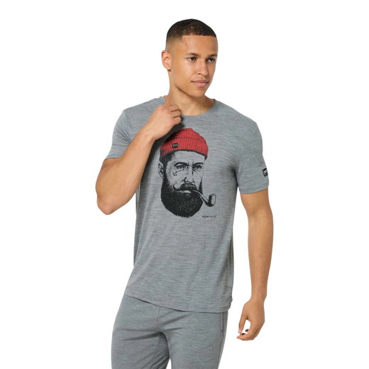 super natural Wander-/Freizeit Tshirt Sailor Tee (Merino-Mix) grau/schwarz Herren