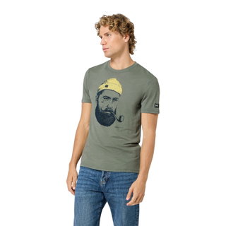 super natural Wander-/Freizeit Tshirt Sailor Tee (Merino-Mix) eucalyptusgrün/dunkelblau Herren