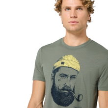 super natural Wander-/Freizeit Tshirt Sailor Tee (Merino-Mix) eucalyptusgrün/dunkelblau Herren