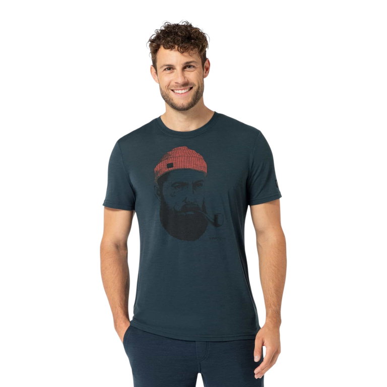 super natural Wander-/Freizeit Tshirt Sailor Tee (Merino-Mix) dunkelblau/schwarz Herren