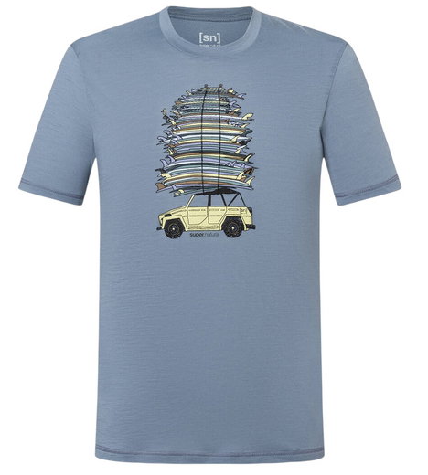 super natural Freizeit-Tshirt Surf Trip Tee - stonegrau/blau Herren