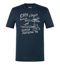 super natural Freizeit-Tshirt Wood Cote D'Azur Tee (Merino-Mix) dunkelblau Herren