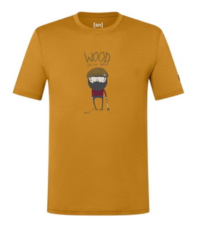 super natural Freizeit-Tshirt Wood Crafti Tee (Merino-Mix) gelb Herren