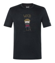 super natural Freizeit-Tshirt Wood Crafti Tee (Merino-Mix) schwarz Herren