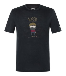 super natural Freizeit-Tshirt Wood Crafti Tee (Merino-Mix) schwarz Herren