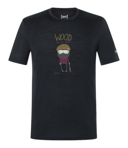 super natural T-shirt Freizeit Wood Crafti (Merino-Mix) czarny męski