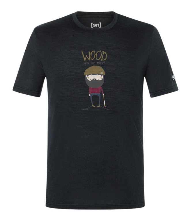 super natural leisure T-shirt Wood Crafti Tee (Merino mix) black men's