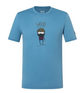 super natural Freizeit-Tshirt Wood Crafti Tee (Merino-Mix) blau Herren