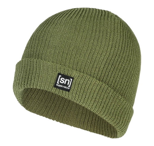 super natural Wintermütze Merino Basic Beanie (Merinowolle, idealer Wärmeschutz) grün - 1 Stück