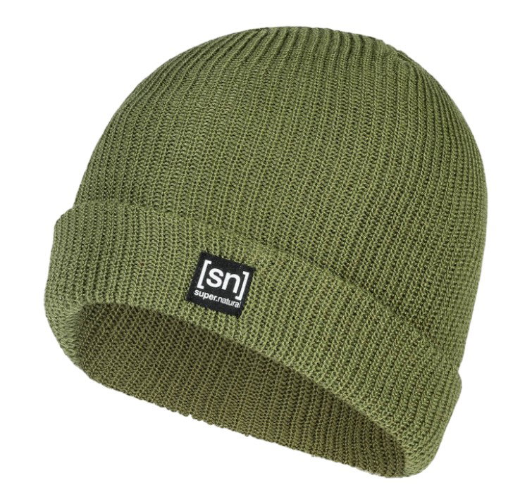 super natural Wintermütze Merino Basic Beanie (Merinowolle, idealer Wärmeschutz) grün - 1 Stück