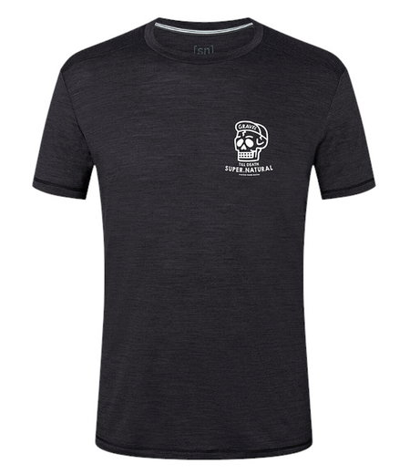 super natural Freizeit-Tshirt Gravel Tee (Merino-Mix) schwarz Herren