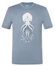 super natural Sport/Recreation Shirt Octopussy Tee (Merino Mix, Comfortable Fit) Stone Grey/Blue Men's