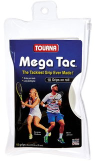 Tourna Overgrip Mega Tac (extreme Griffigkeit, haltbar, breit) weiss 10er Rolle