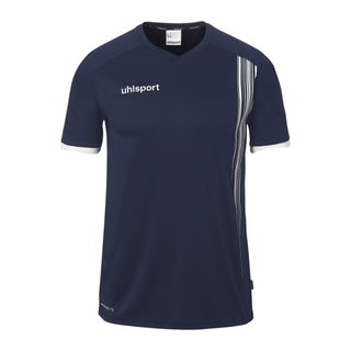uhlsport Koszulka sportowa Impulse (100% poliester) krótki rękaw granatowo-biała męska