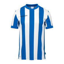 uhlsport Sport T-shirt Retro Stripe (V-neck) Short Sleeve azure/white Men