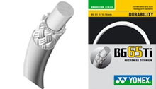 Besaitung mit Badmintonsaite Yonex BG 65Ti weiss