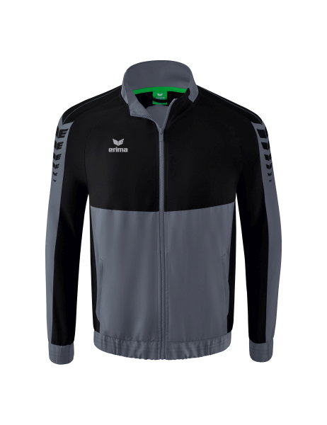 Erima Präsentationsjacke Six Wings (100% Polyester, Stehkragen, ohne Innenfutter) grau/schwarz Herren