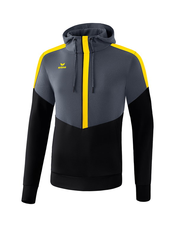 Erima Kapuzenpullover Hoodie Squad (Cotton Touch) grau/schwarz/gelb Herren