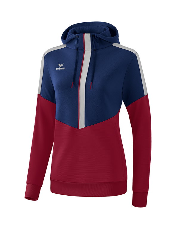Erima Kapuzenpullover Hoodie Squad (Cotton Touch) navyblau/bordeauxrot Damen