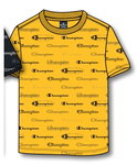 Champion Leisure T-shirt (Cotton) Allover Script Print Yellow Kids