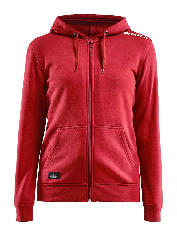Craft Kapuzenpullover Hoodie Community FZ (Front-Reißverschluss, sportliche Passform) rot Damen