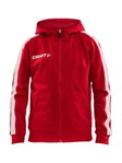 Craft Kapuzenpullover Hoodie Fullzip Pro Control rot/weiss Jungen