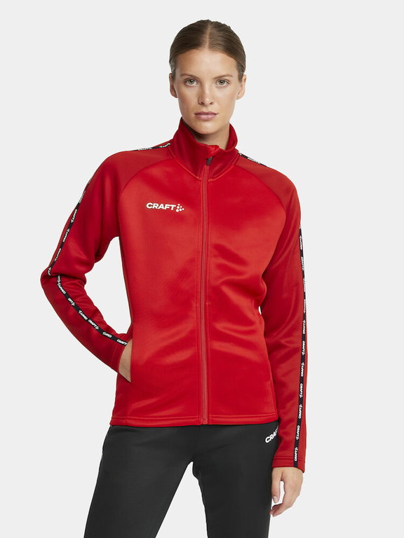 Craft Sport Training Jacket Squad 2.0 Full Zip (with side pockets, elastic functional material) red Women