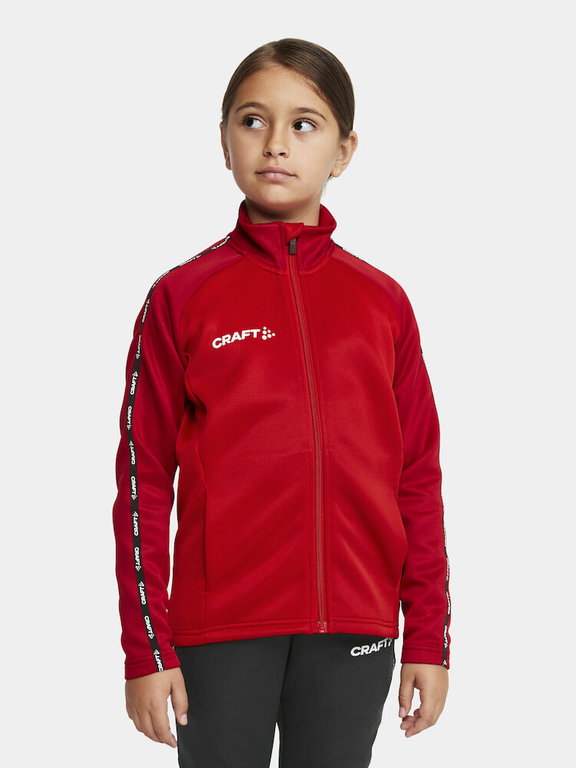 Craft Sport-Trainingsjacke Squad 2.0 Full Zip (mit Seitentaschen, elastisch Funktionsmaterial) rot Kinder