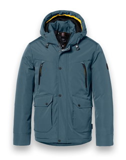 District Winterjacke Wolf mit Kapuze (winddicht, leichte wattierung, warm) stahlblau Herren