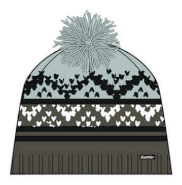 Eisbär Mütze (Pompon) Kathrin Damen - Merinomix - grün/blau/schwarz - 1 Stück