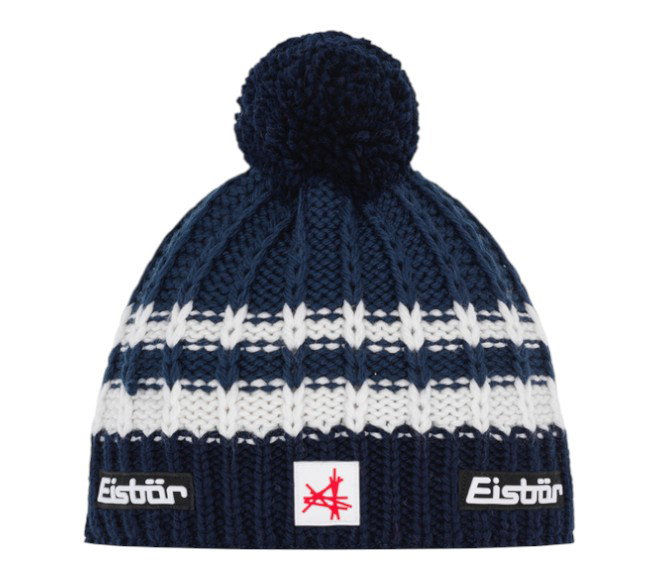 Eisbär Mütze (Pompon) Kova SA - Merinomix - nachtblau/weiss - 1 Stück