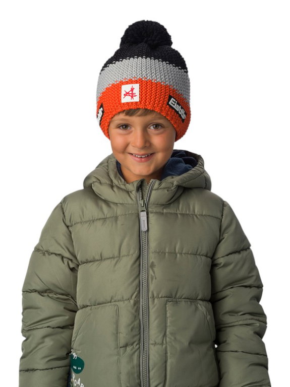 Eisbär Wintermütze (Pompon) Star SA Kinder - orange/schwarz/grau - 1 Stück