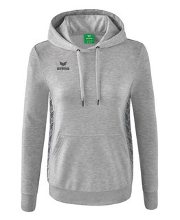 Erima Kapuzenpullover Essential Team (weiche Baumwolle, Rippbündchen) hellgrau/grau Damen