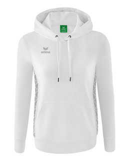 Erima Kapuzenpullover Essential Team (weiche Baumwolle, Rippbündchen) weiss/grau Damen