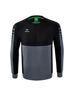 Erima Sport-Langarmshirt Six Wings Sweatshirt (Baumwollmix, funktionell) grau/schwarz Jungen