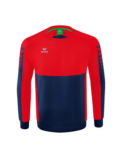 Erima Sport-Langarmshirt Six Wings Sweatshirt (Baumwollmix, funktionell) navyblau/rot Herren